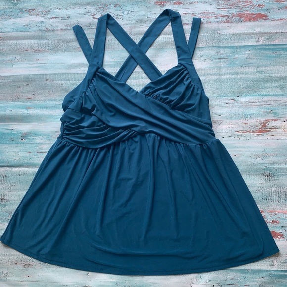 Torrid teal crisscross double strap baby doll top plus size 3x - Picture 2 of 3